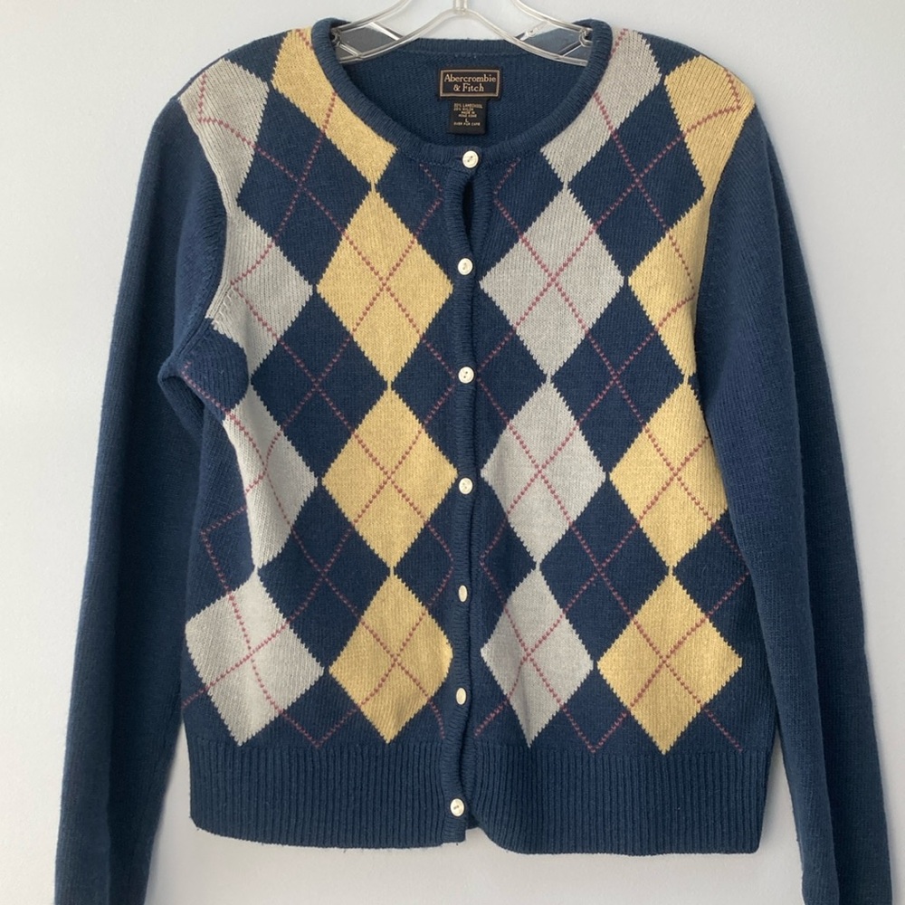 Y2K vintage Abercrombie argyle cardigan sweater